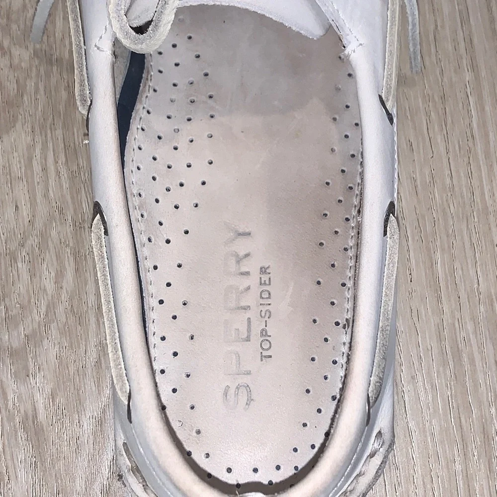 Sperry Top Sider Leather Non-Marking Boat Shoes Off White Size 12 Wide